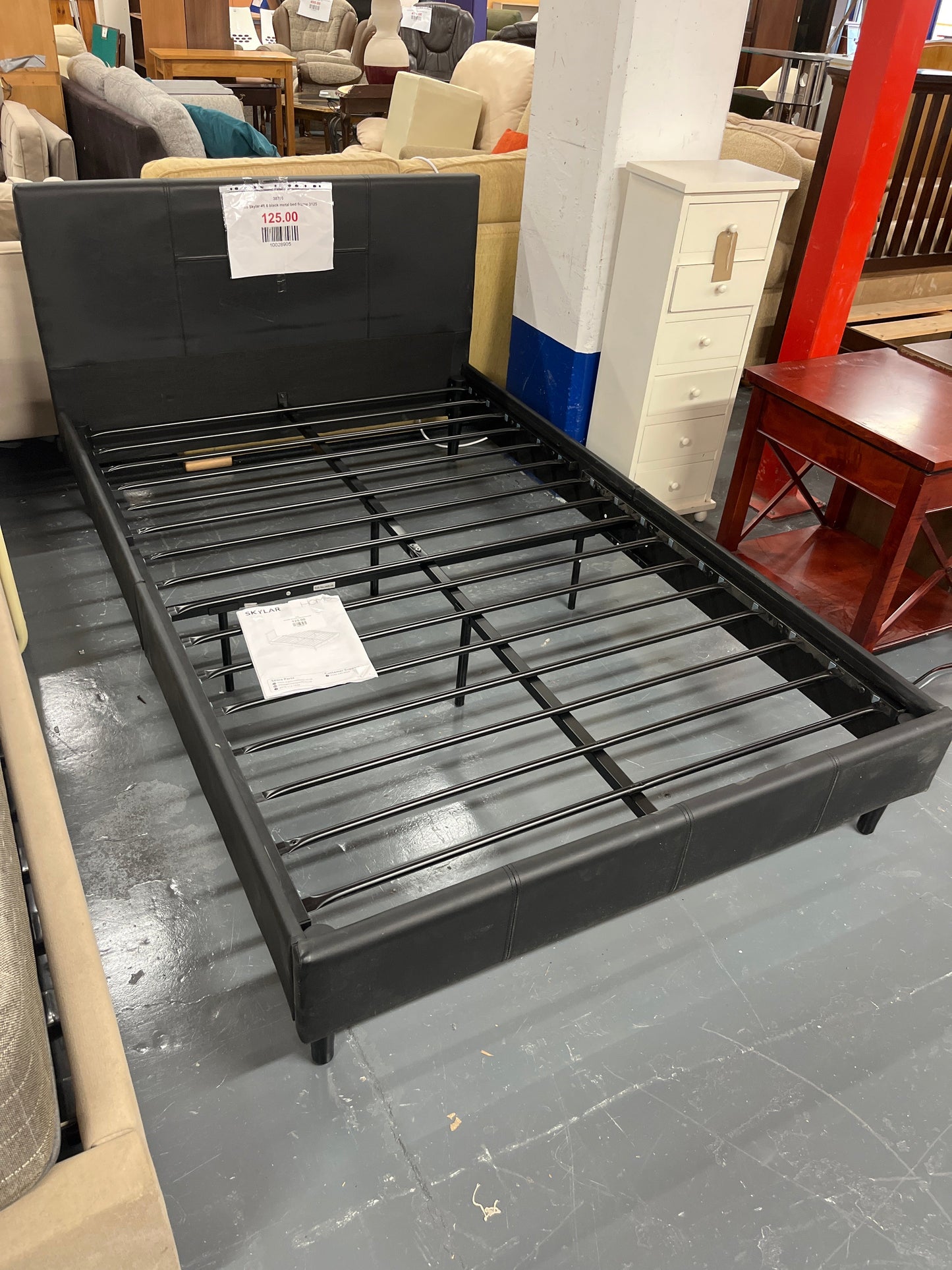 Ikea Skylar 4ft black metal bed frame 3125