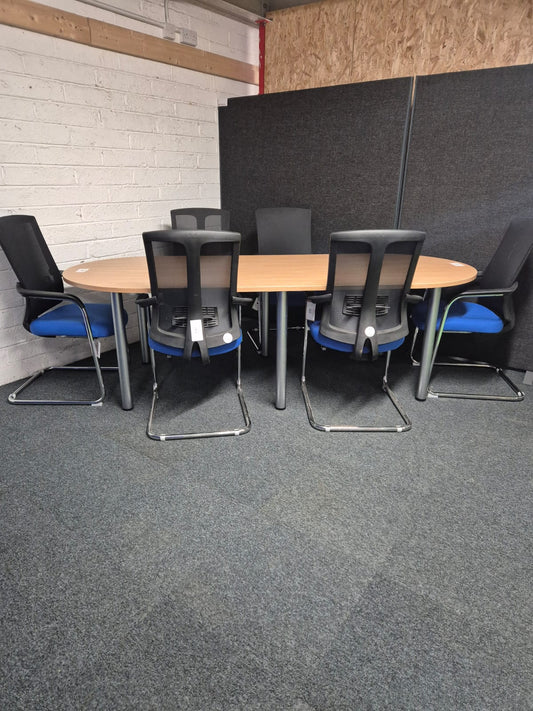 Oak D END Boardroom Table Complete with 6 Brand New Ronan Meeting Chair
