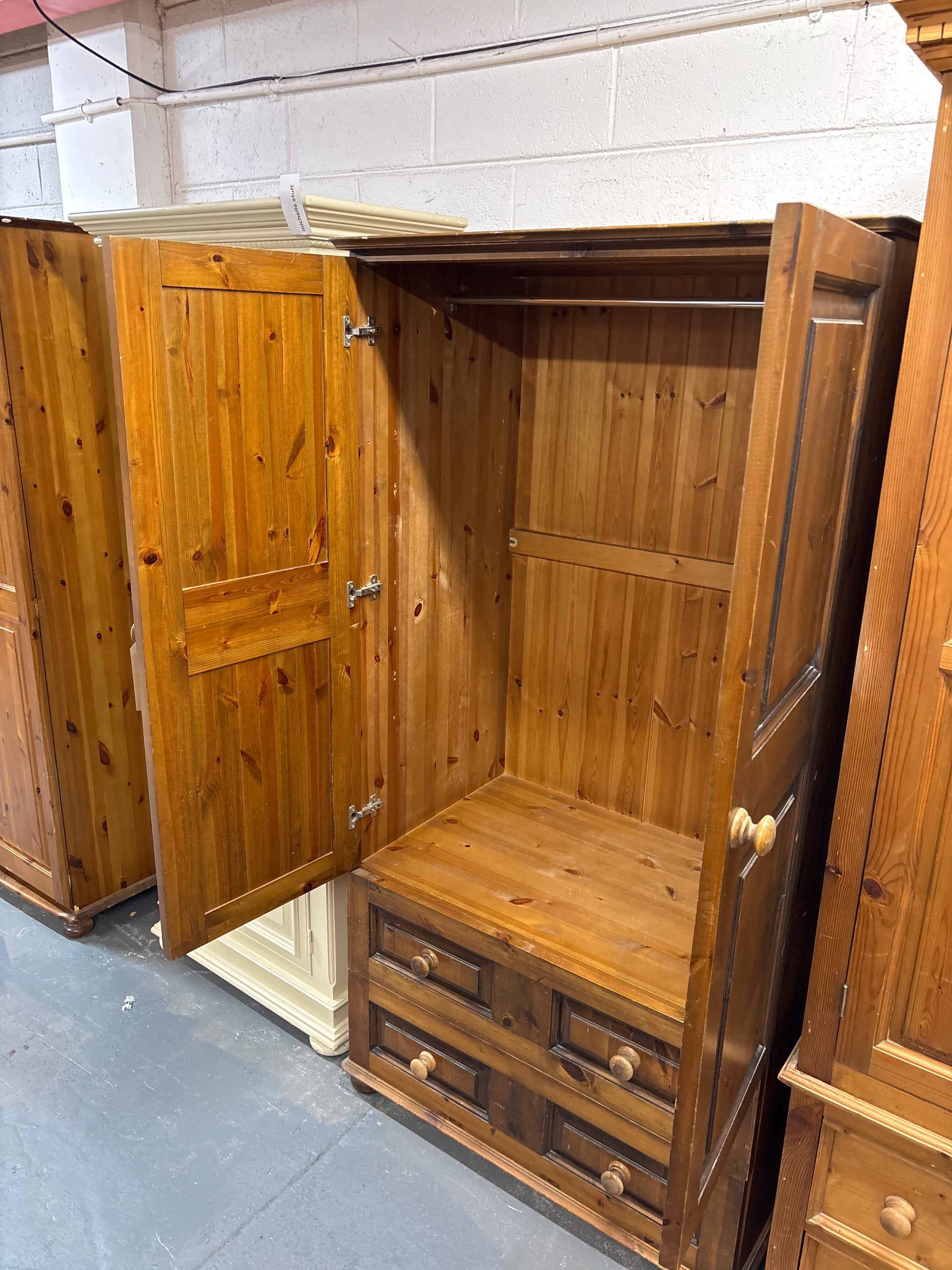 Solid pine 2 door 2 drawer wardrobe (H 1840 x W 950 x D 600 mm) 1225