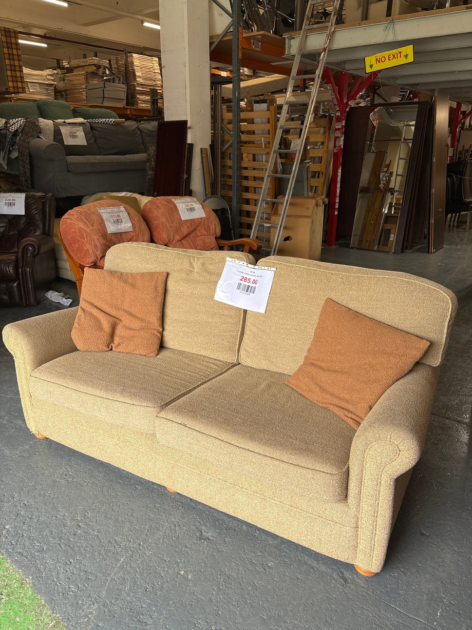 2 seater oatmeal fabric sofa 1225