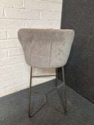 Switch Tall grey velour fabric curved back tall bar stool, metal dark painted frame  3225 3 image