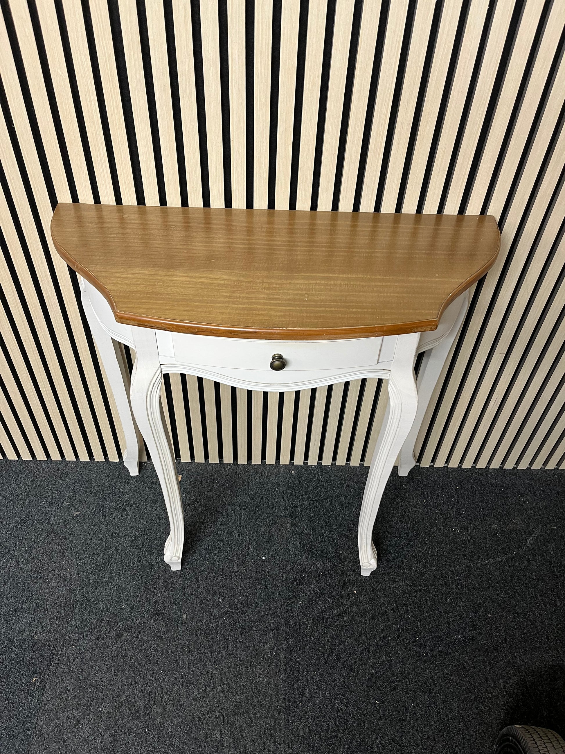 cream and oak laminate 1 drawer console table  2325