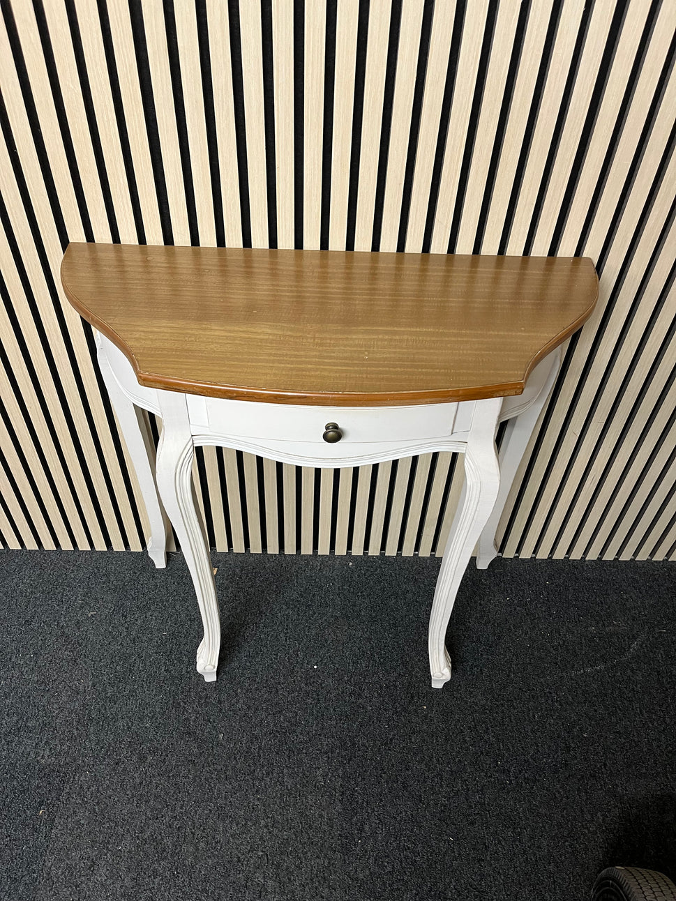 cream and oak laminate 1 drawer console table  2325