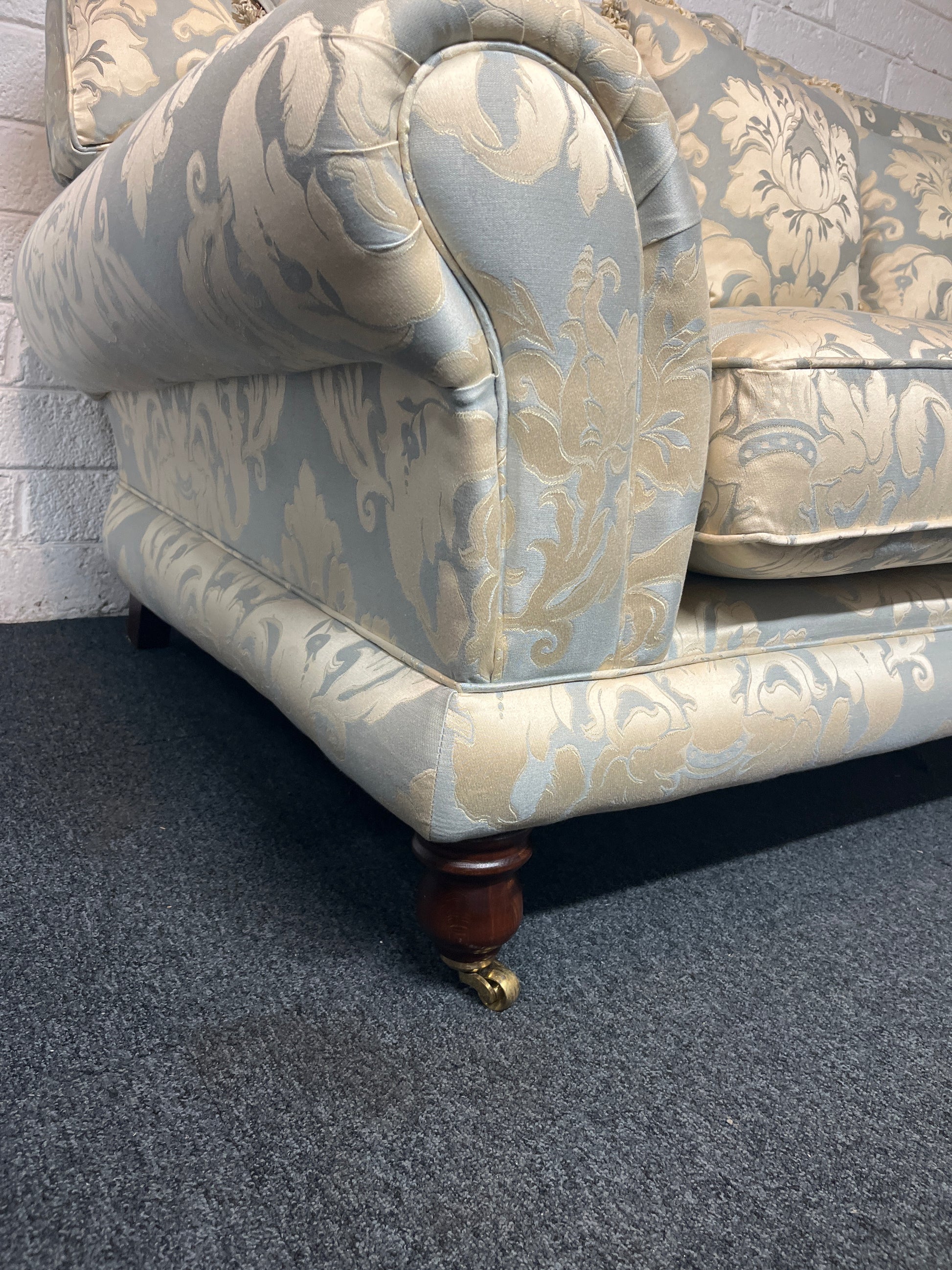 3+2 finline blue mixed fabric suite, brass castors, solid wood frame 3225