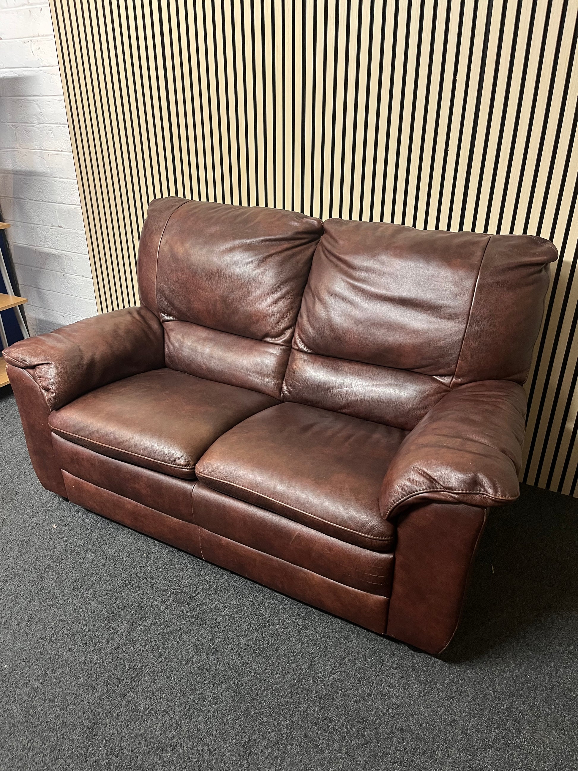 Brown leather 2 seater sofa   2325