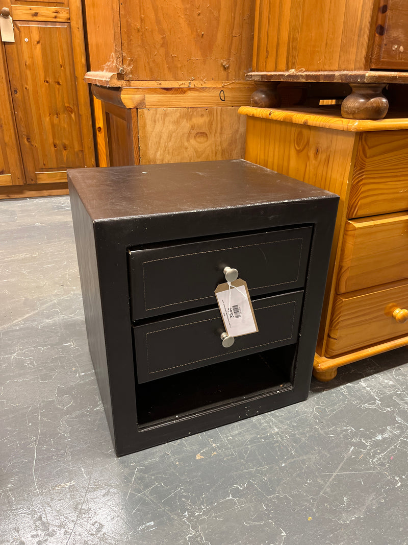 2 drawer brown leatherette bedside locker  44395