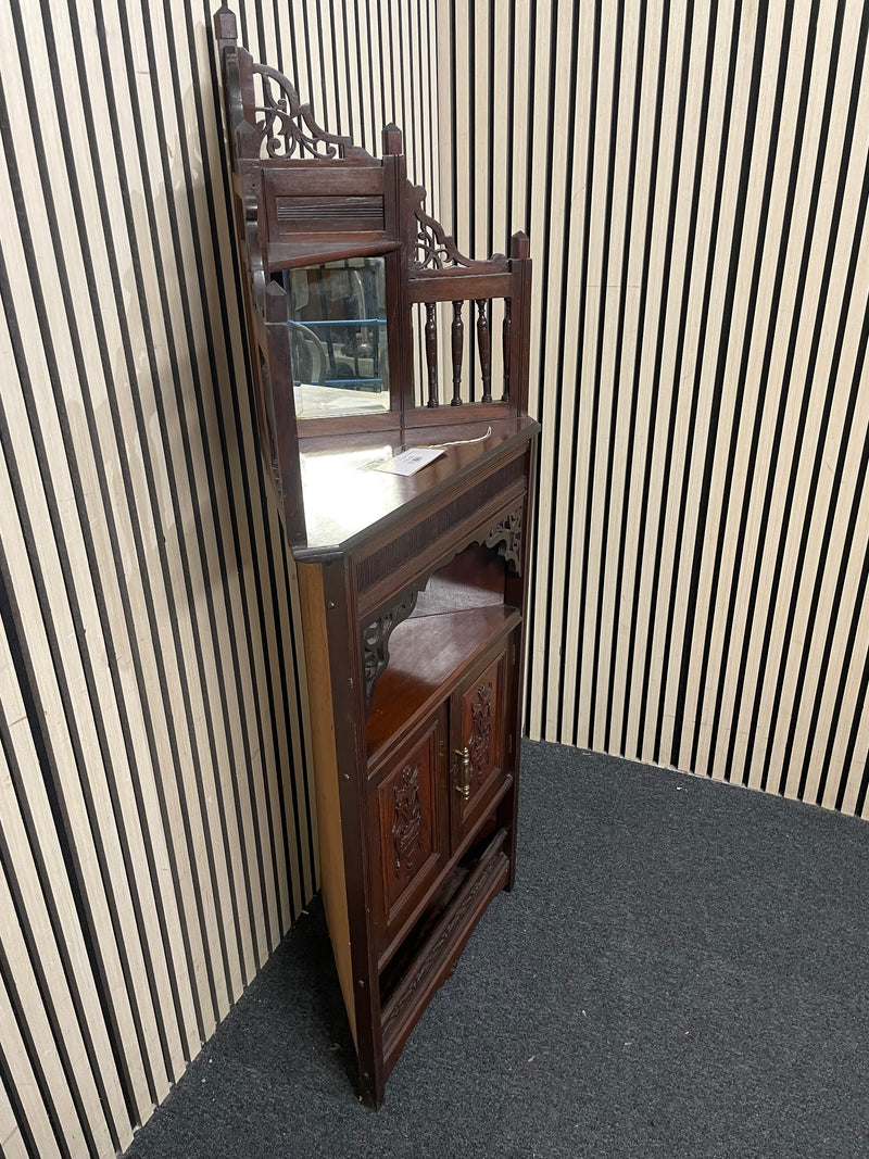 Mahogany 2 door corner storage unit (H 153 x W 62 x D 32 cm)  44648