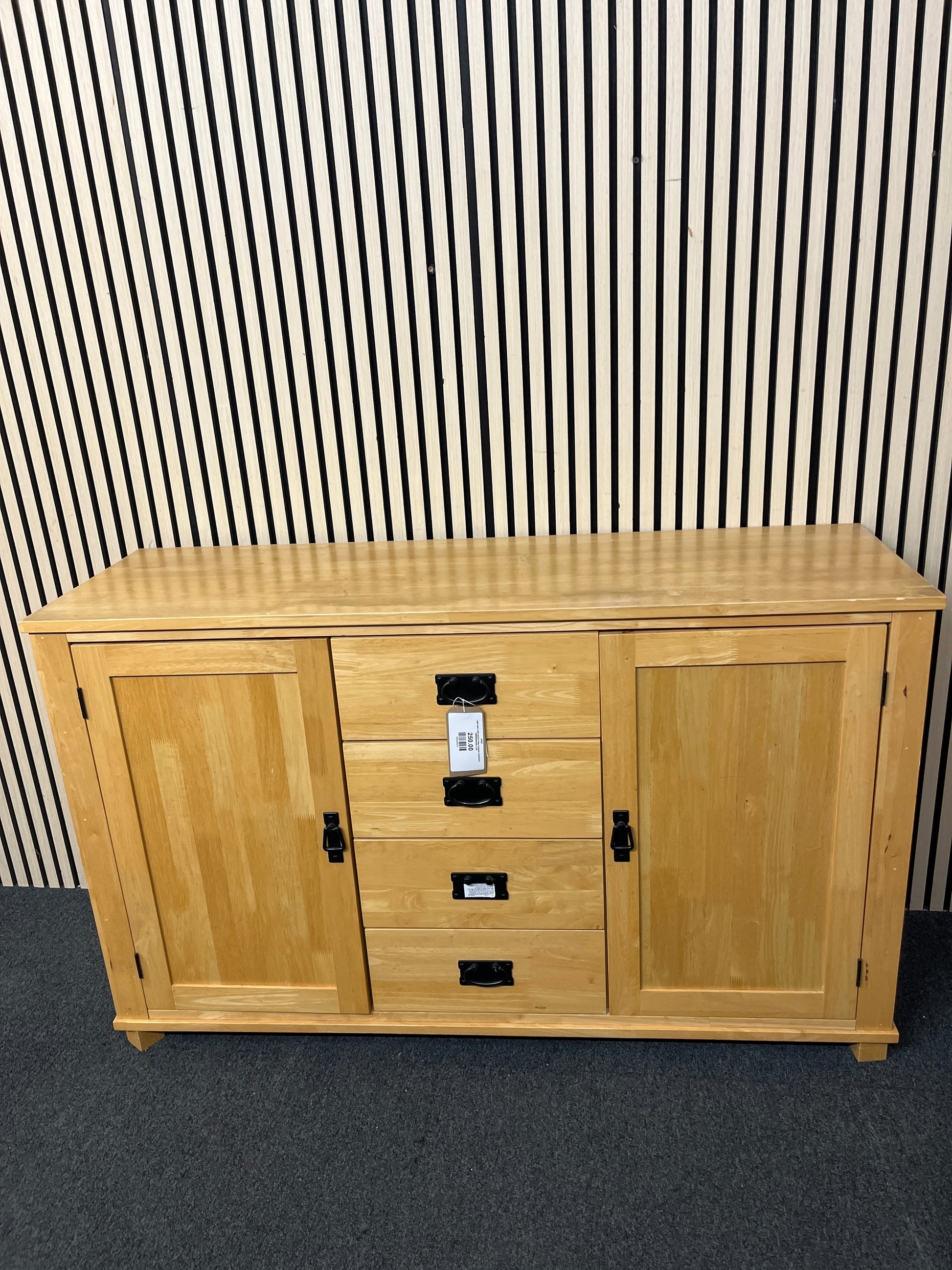 Light stain solid wood 2 door 4 drawer sideboard 140Wx85Hx45D 3126
