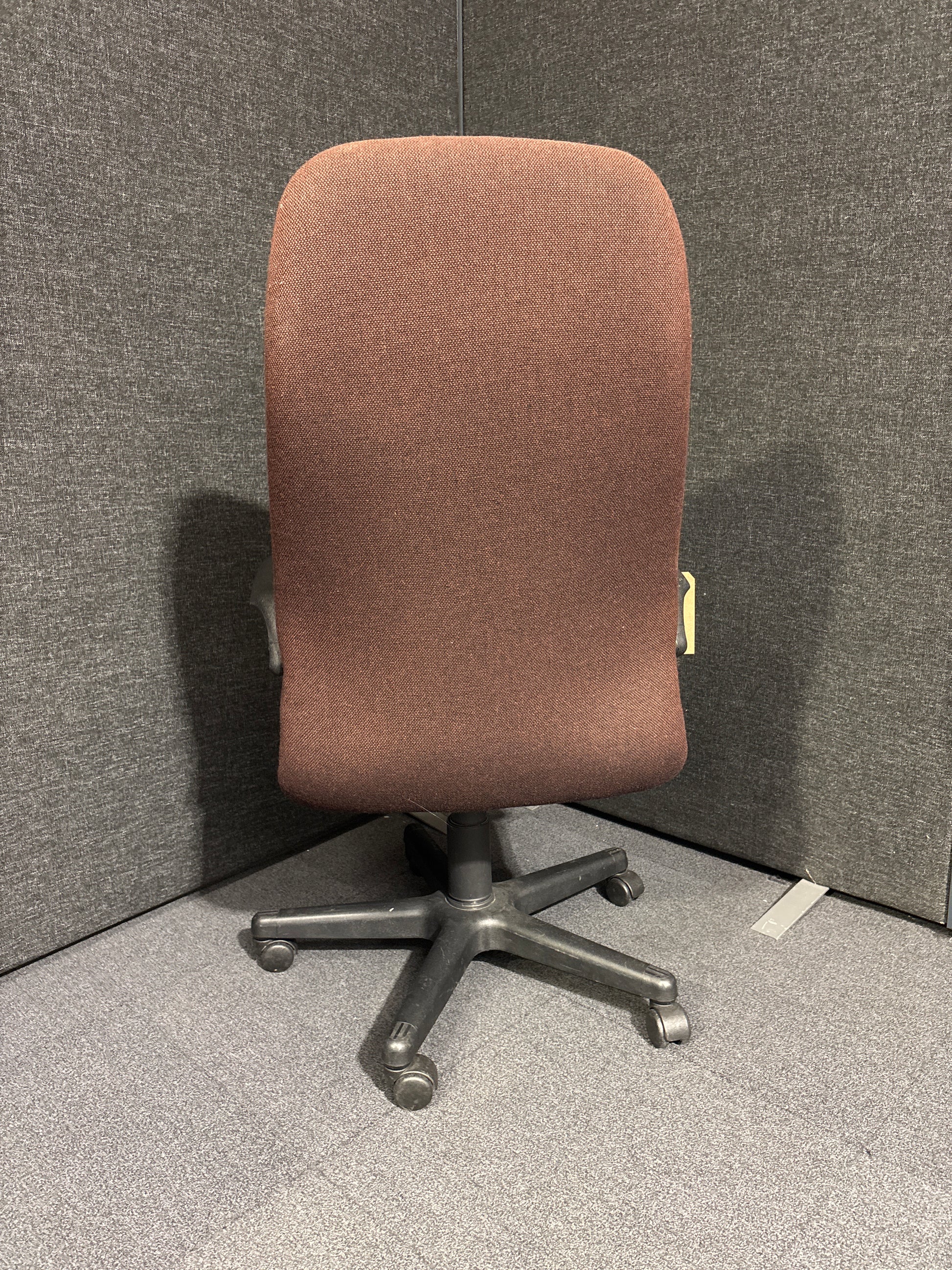 High back brown fabric exce swivel chair with loop arms