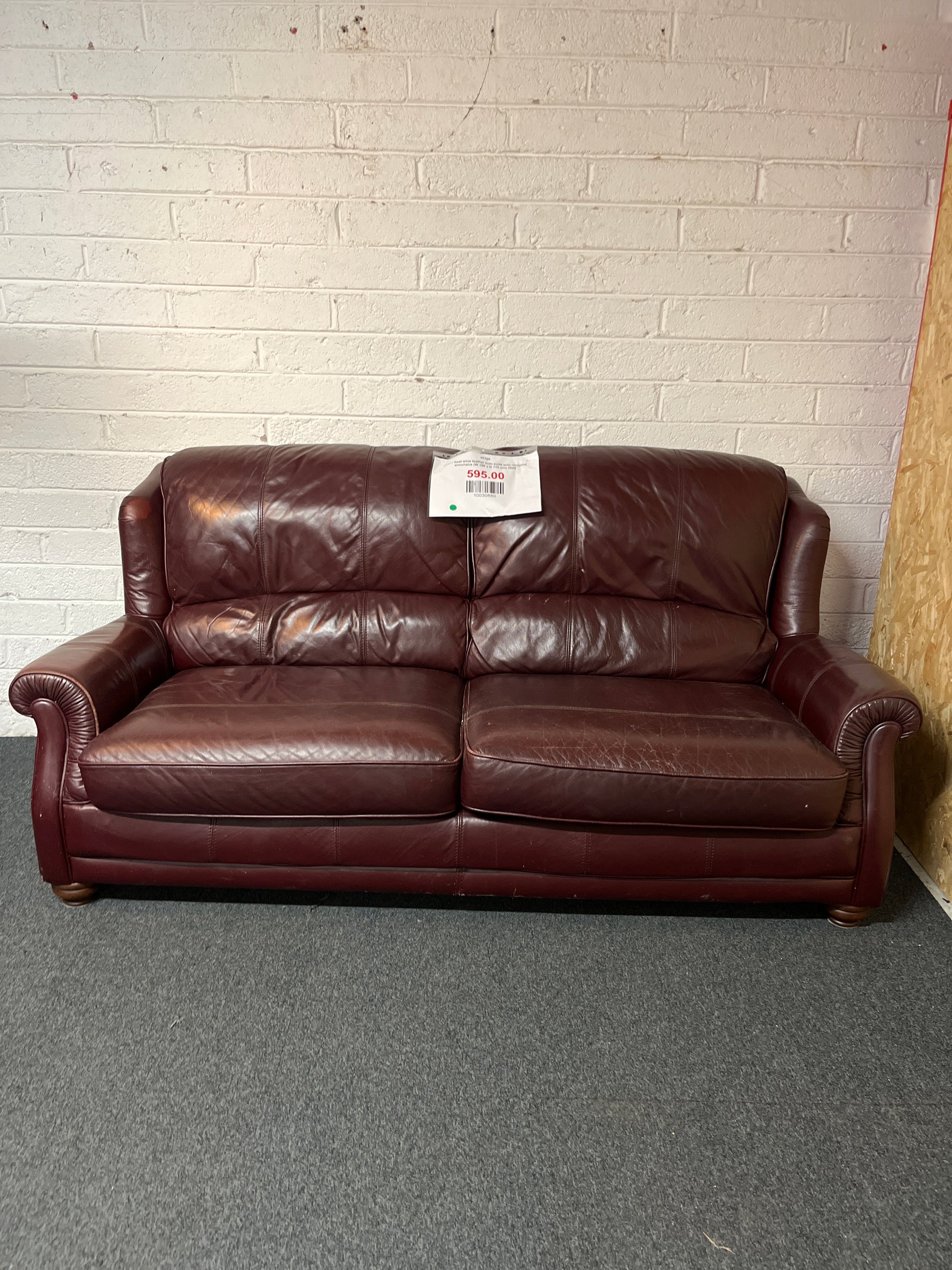 3+1+1 Real wine leather sofa suite with reclining armchairs (W 190 x D 110 cm) 3225