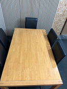 Switch Rectangular beech dining table (L 150 x W 90 cm) with 6 black leatherette dining chairs 43505 3 image