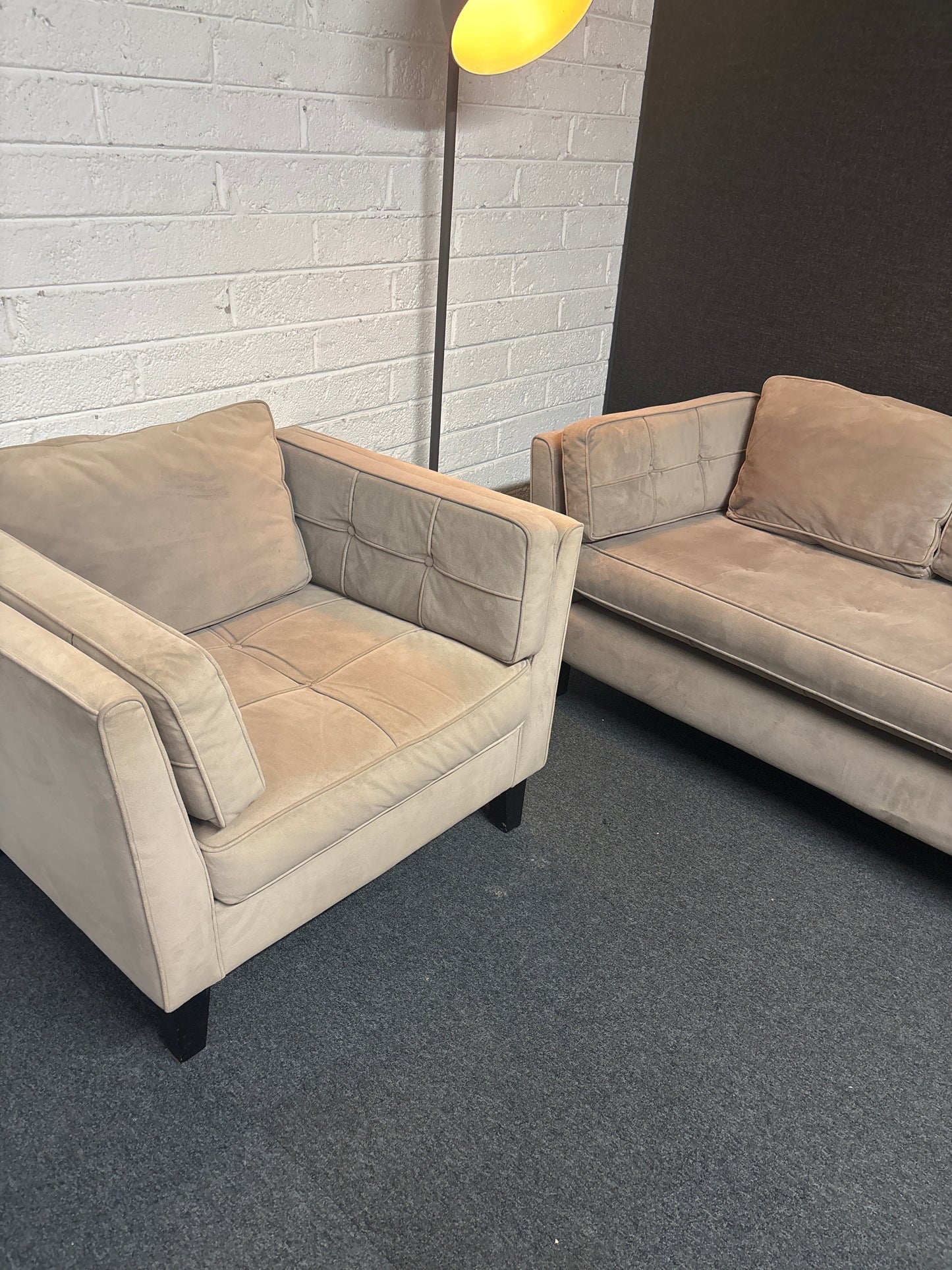 Large 3+1+1 light brown suede fabric sofa suite  1225