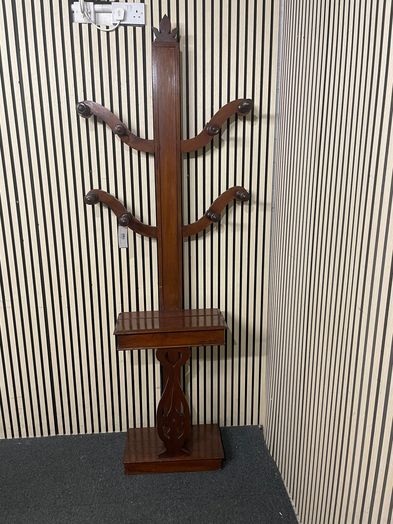 Ornate mahogany tall hat and coat stand (H 214 x W 80 x D 30 cm)  44641
