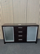 Switch Solid dark wood stained 2 glass door 4 drawer sideboard (H 82 x W 150 x D 39 cm) 3126 2 image