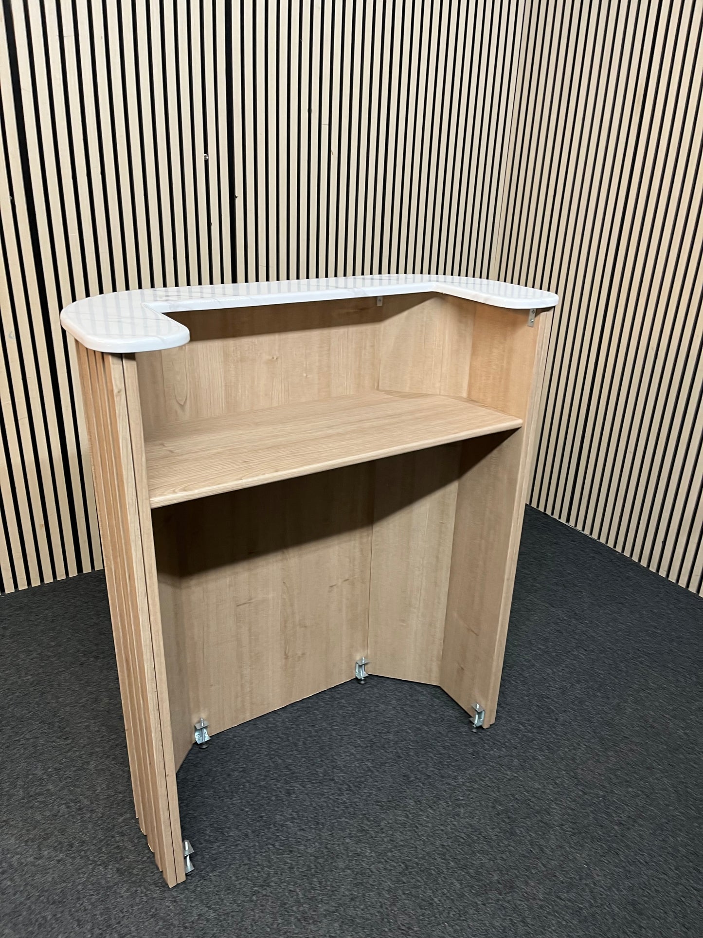 Luxury Beauty Reception Desk - Light Wood - Marble effect plastic top- hair salon reception desk - clinic reception desk - U & L shaped reception desk 90cm wide