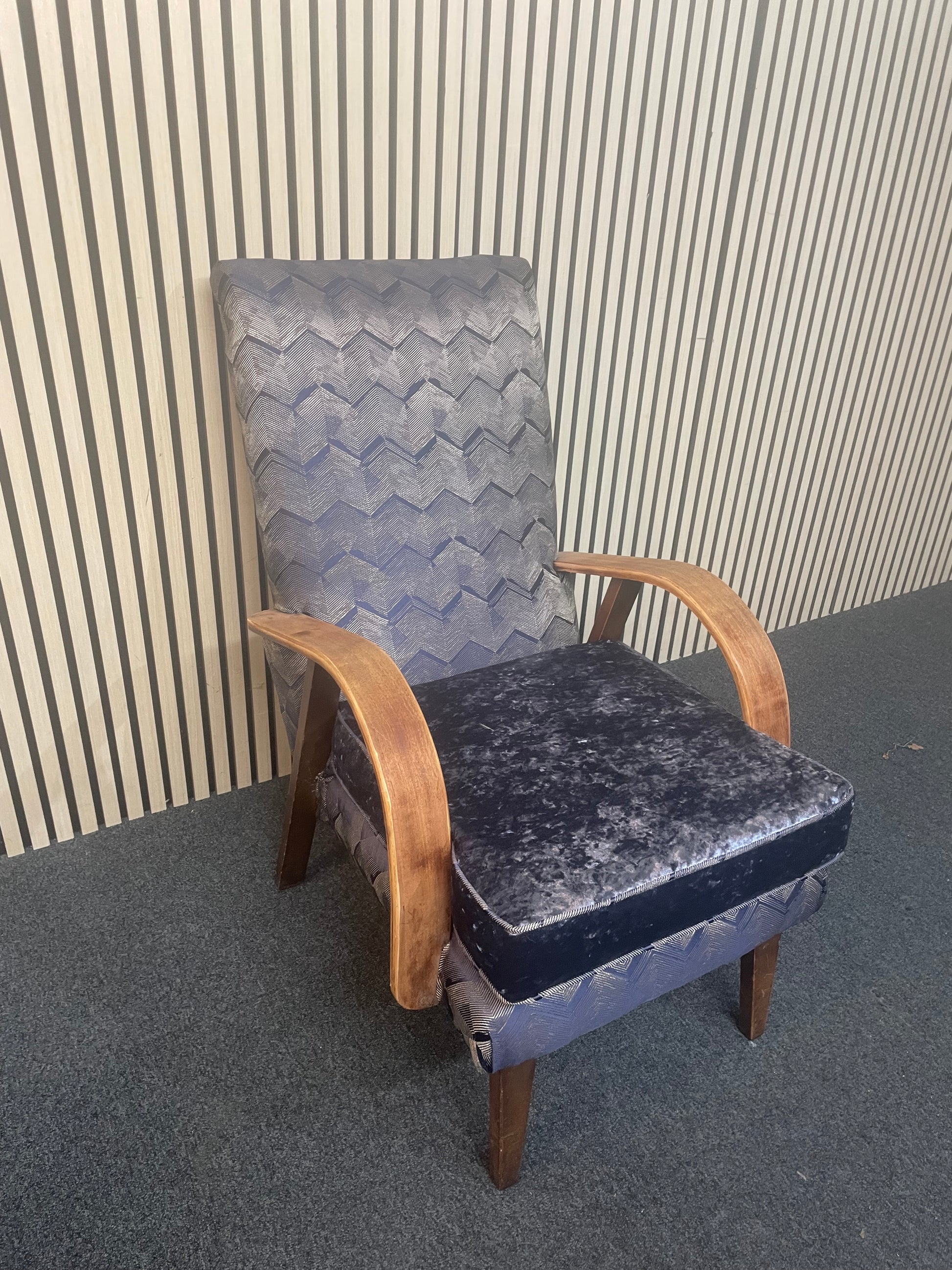 Bentwood deep navy fabric armchair  2425