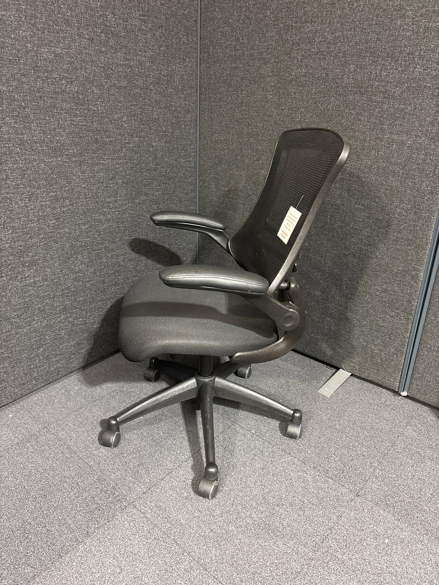 Black mesh back, mesh seat swivel chair with adjustable arms