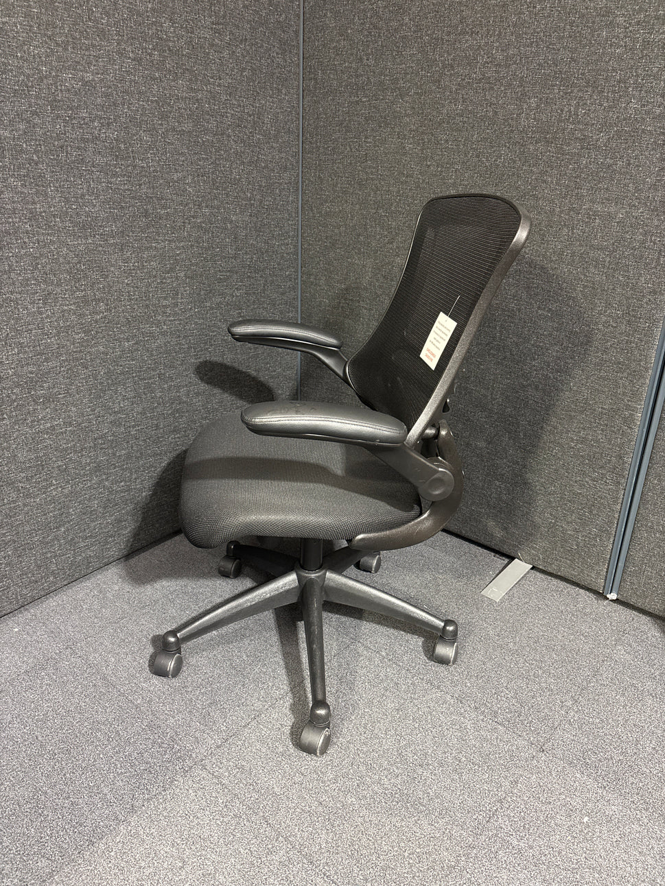 Black mesh back, mesh seat swivel chair with adjustable arms