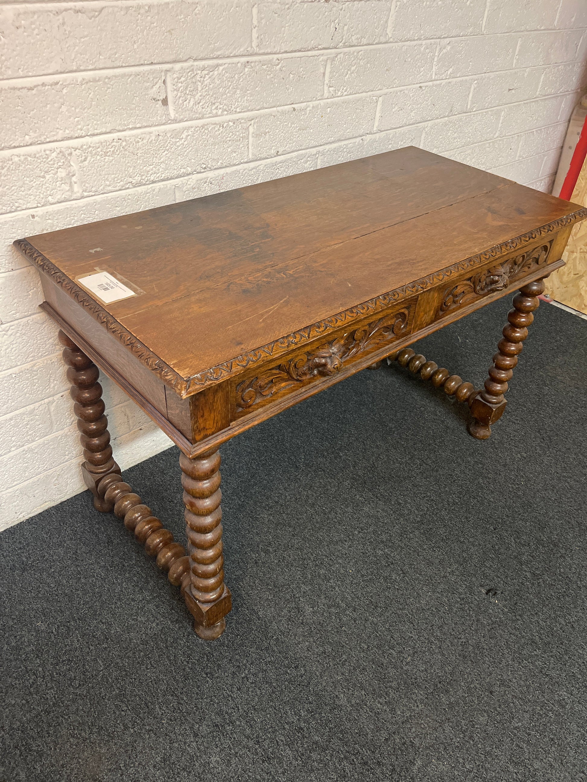 Oak stained console table with barley twist legs (H 78 x W 120 x D 60 cm) 1325
