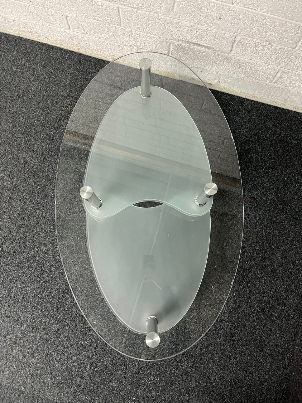 Oval glass low tiered coffee table  1225