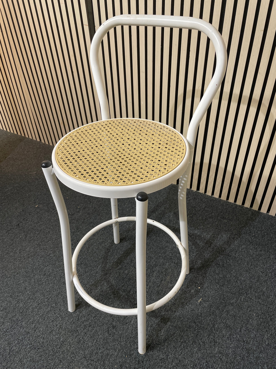 White metal tall stool with rattan seat 1126
