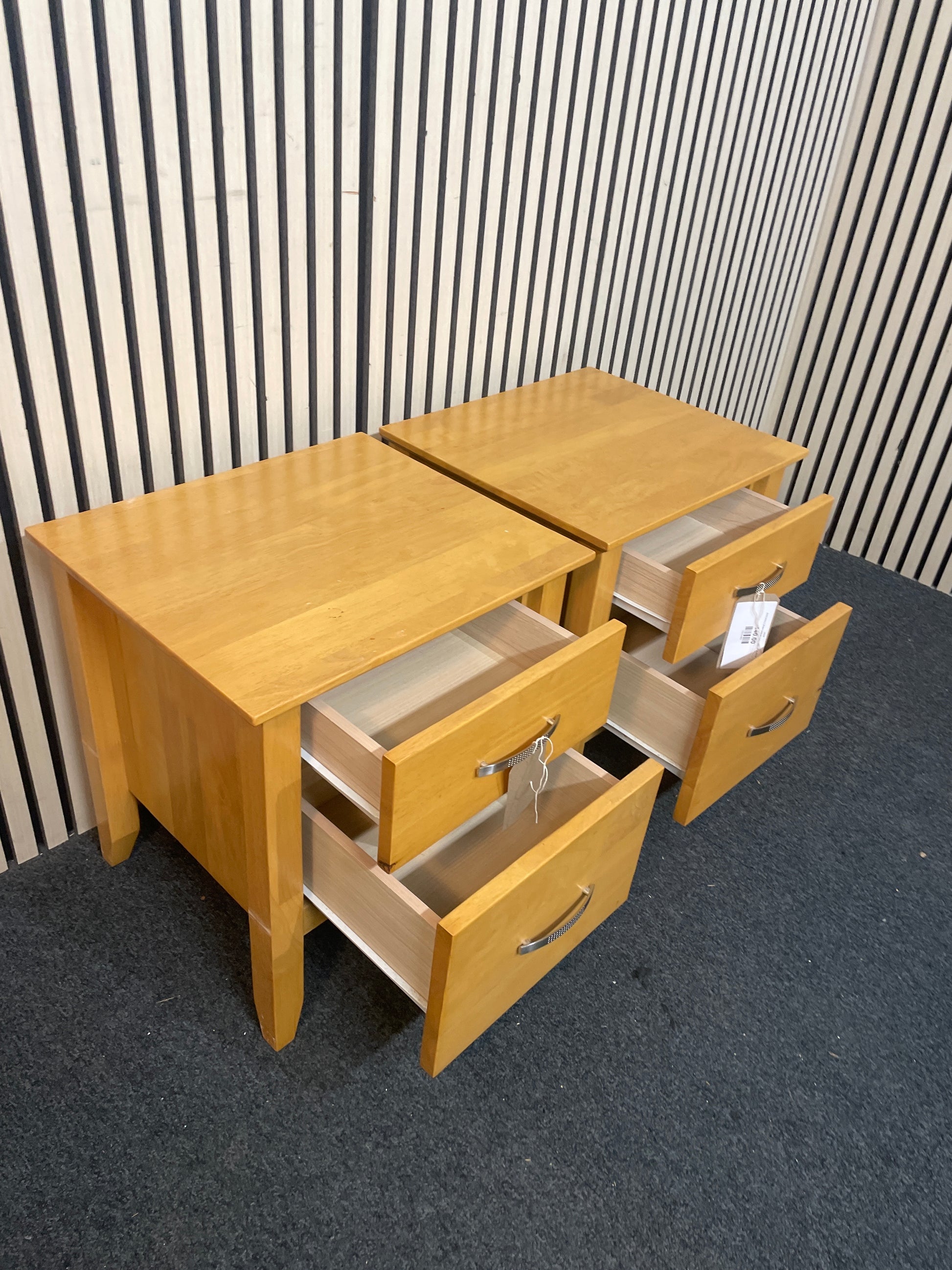 Solid beech 2 drawer bedside locker (SET OF 2) 43339