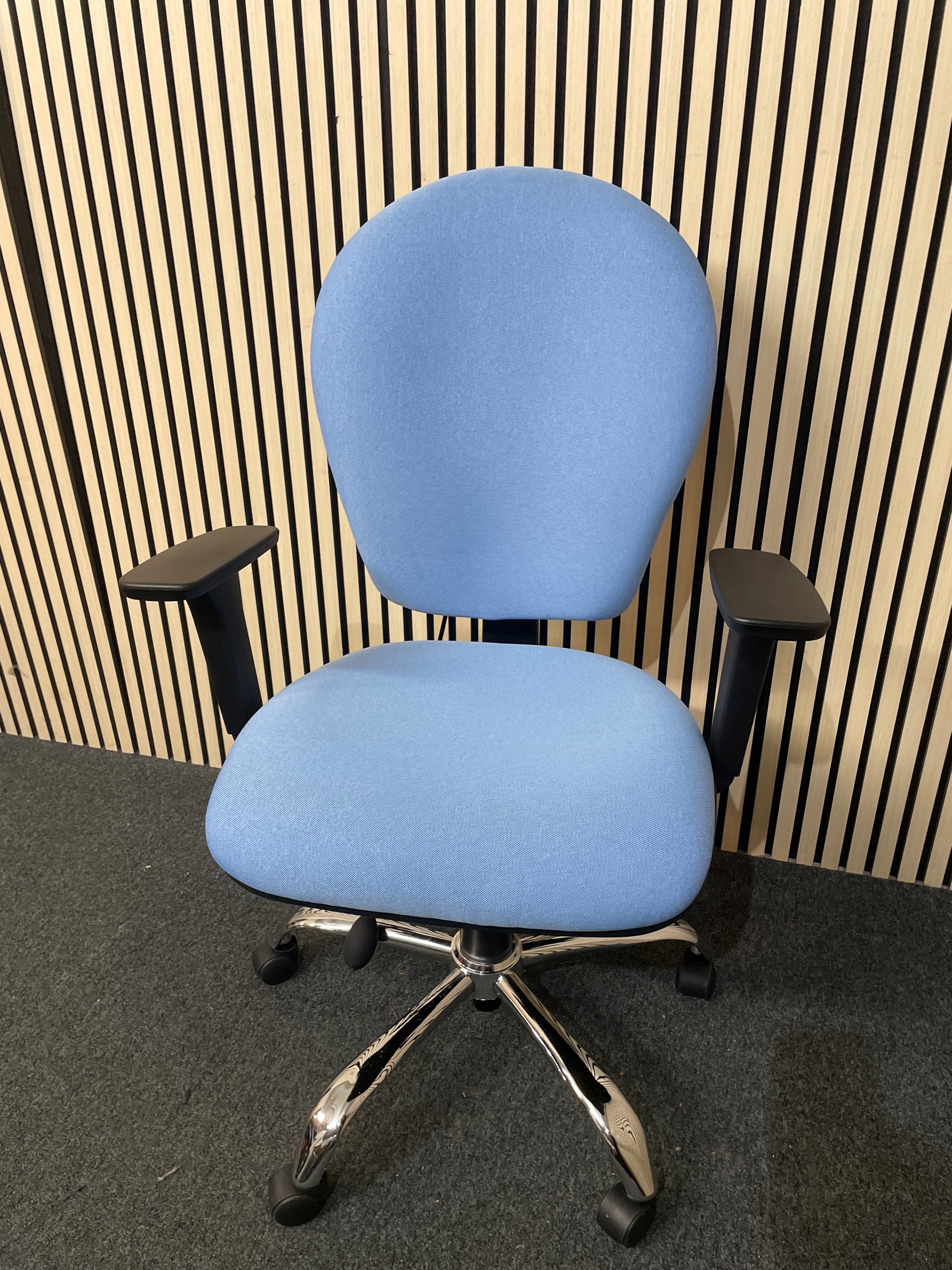 Lyreco - 3 level swivel chair with height adjustable back, height adjustable arms and ergonomic back pump - POWDER BLUE