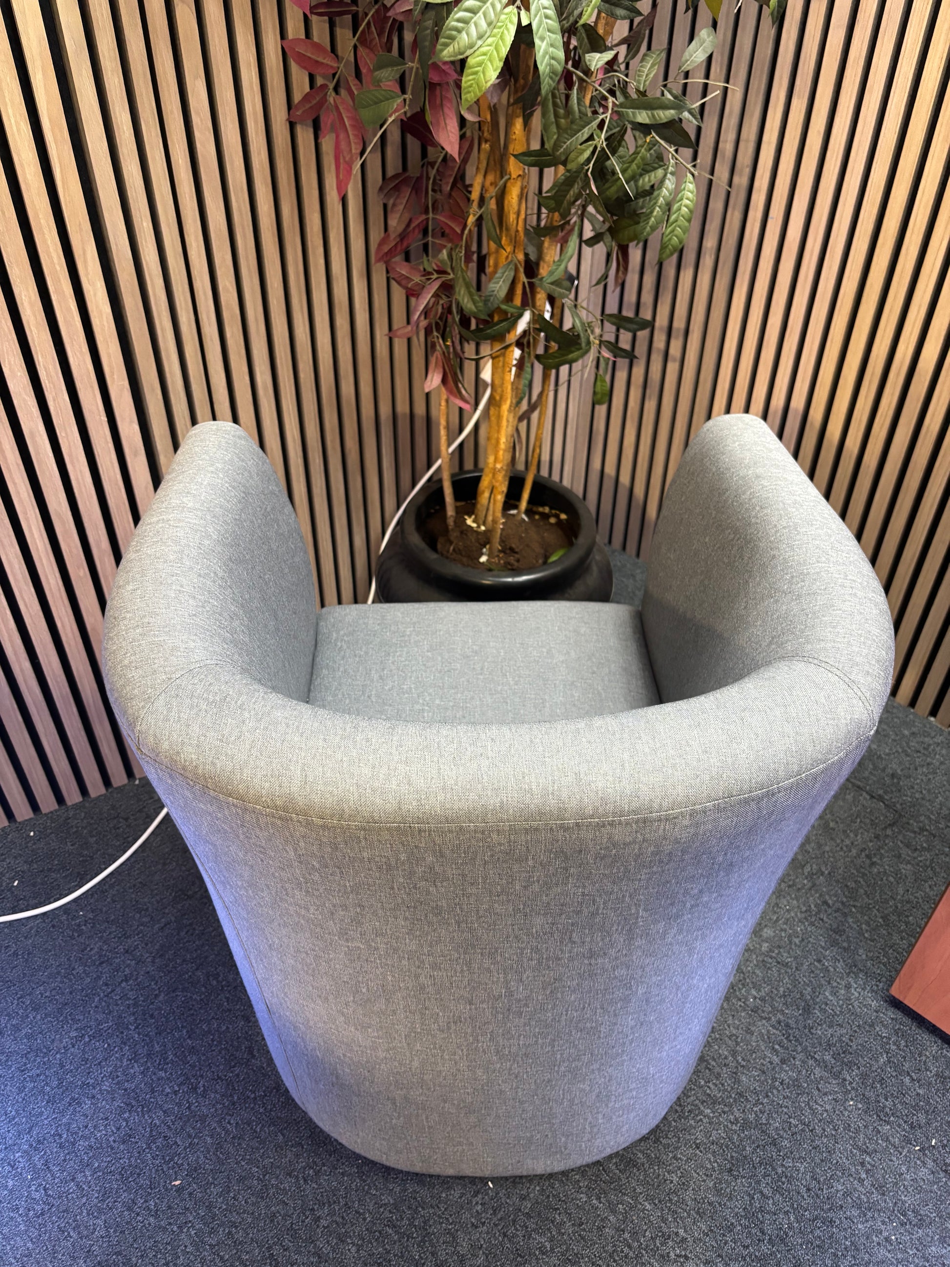 Luxe single fabric tub chair in grey - Ex Demo, out of box