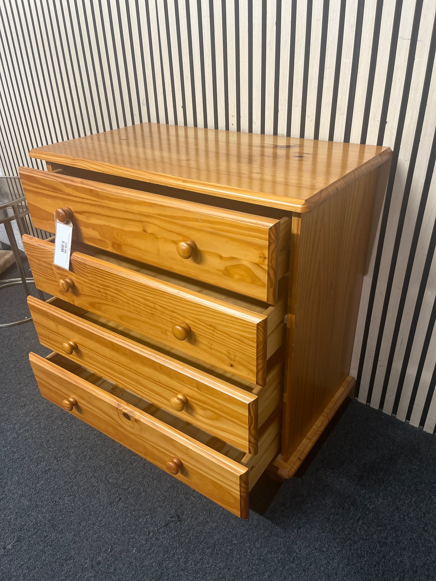 Solid pine 4 drawer chest of drawers with mirror  43959