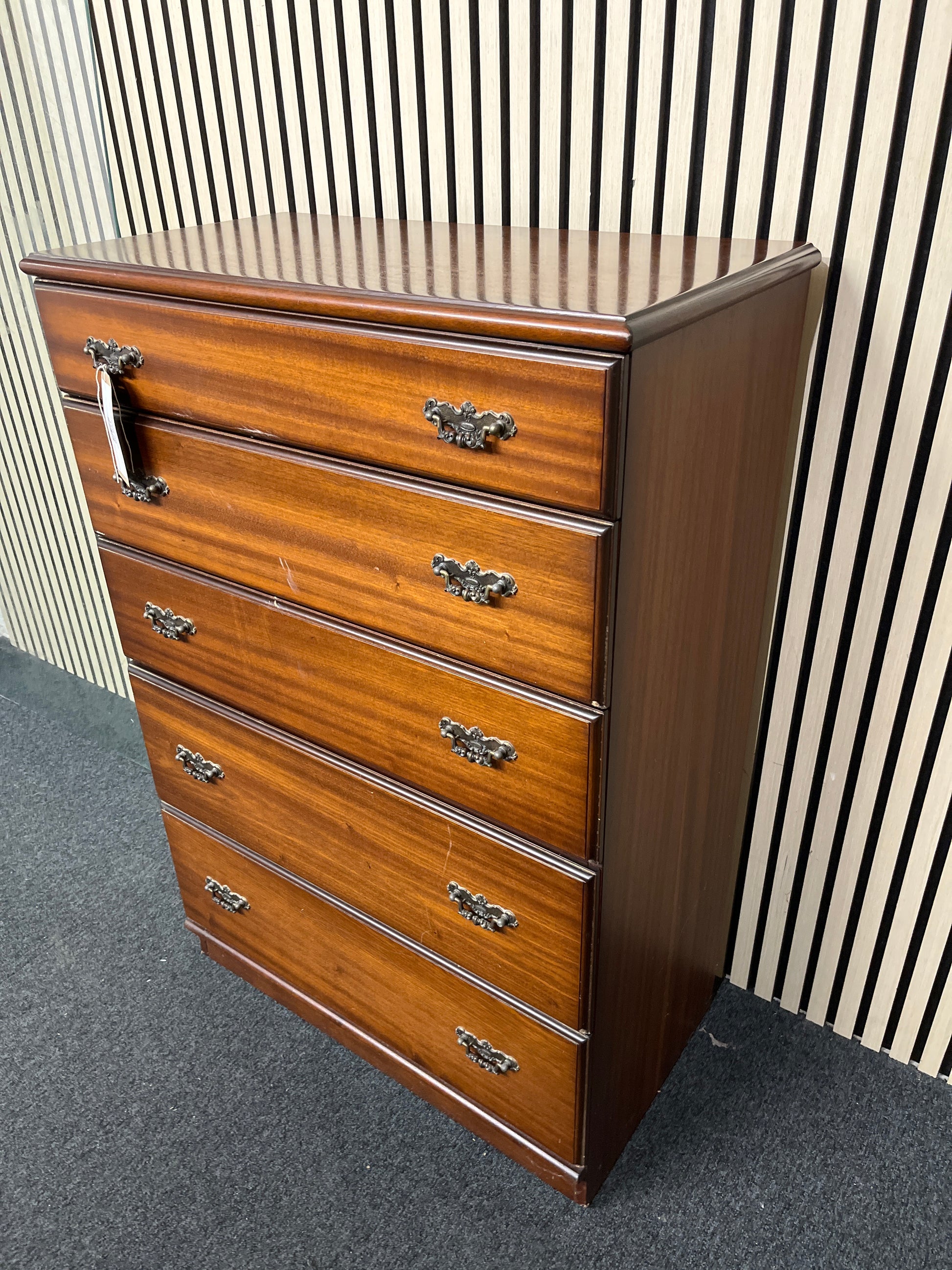 Rossmore mahogany tall 6 drawer chest of drawers (H 110 x W 75 x D  40 cm) 3325