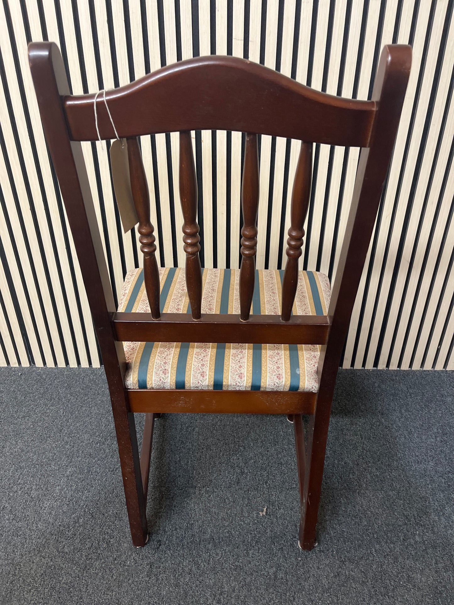 Mahogany framed dining chair with green fabric seat 1226