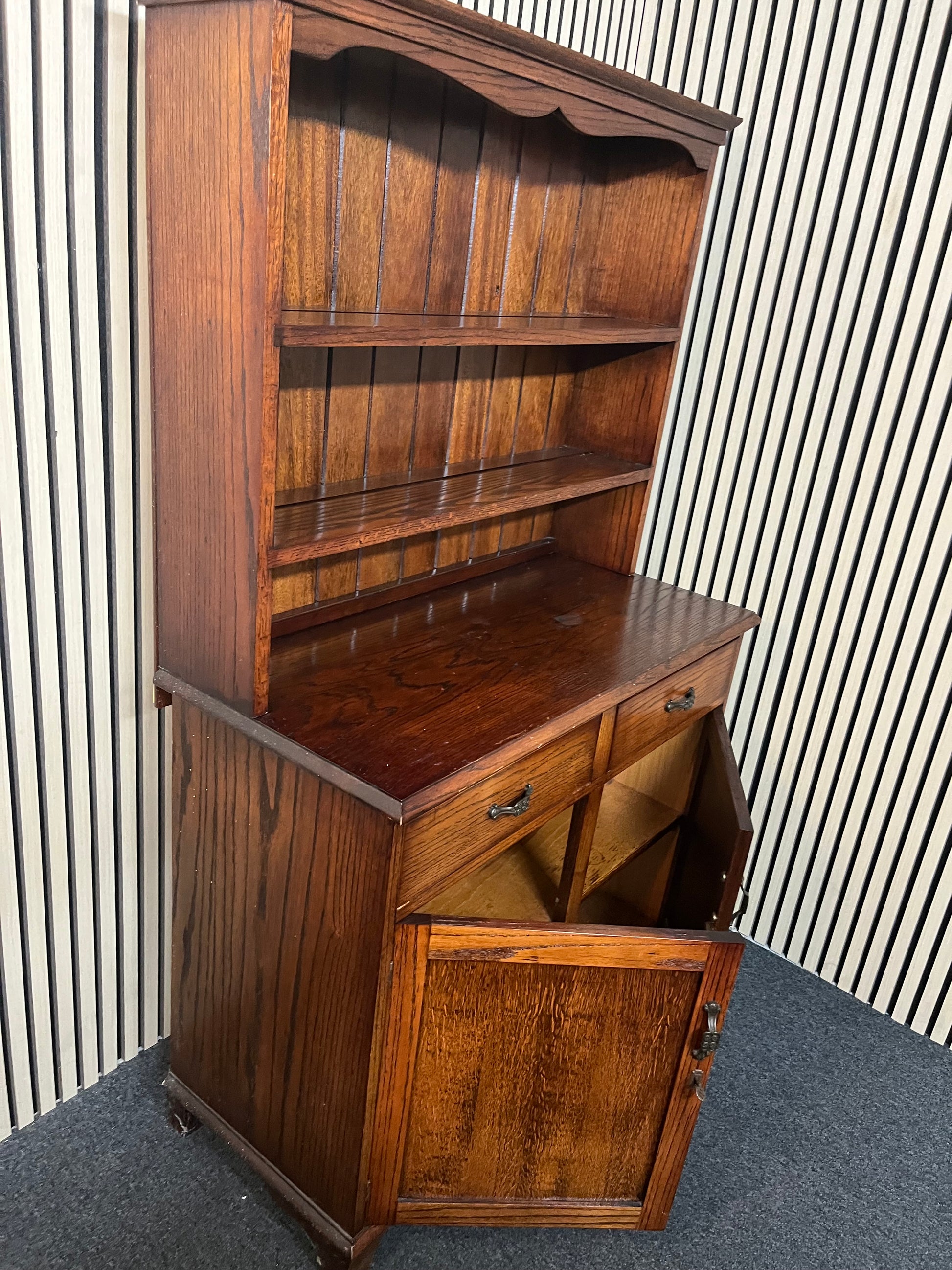 Tall solid dutch oak top open kitchen dresser (H 173 x W 101 x D 46 cm) 2325