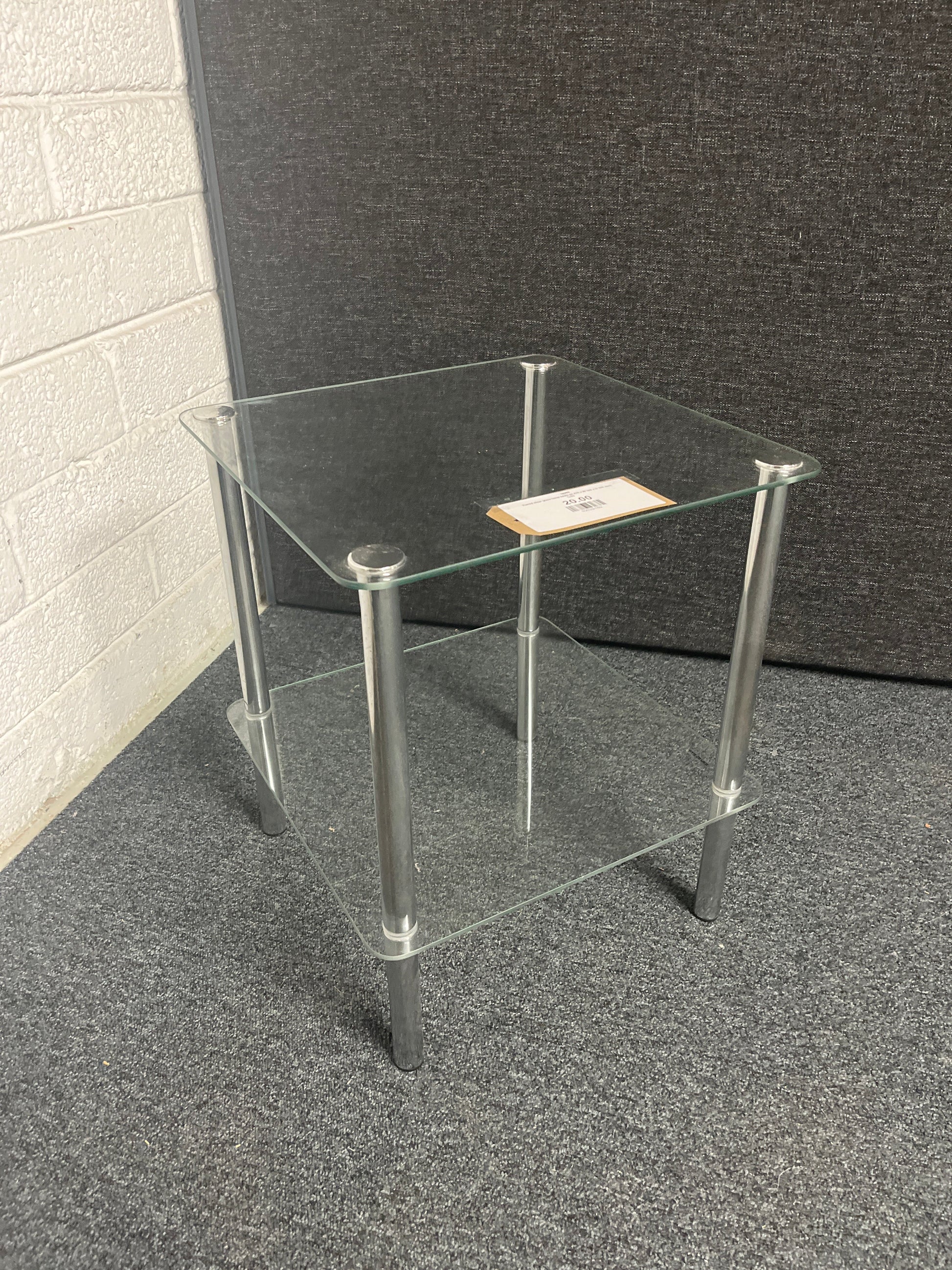 Tiered clear glass lamp table (H 470 x W 390 x D 390 mm) 1225