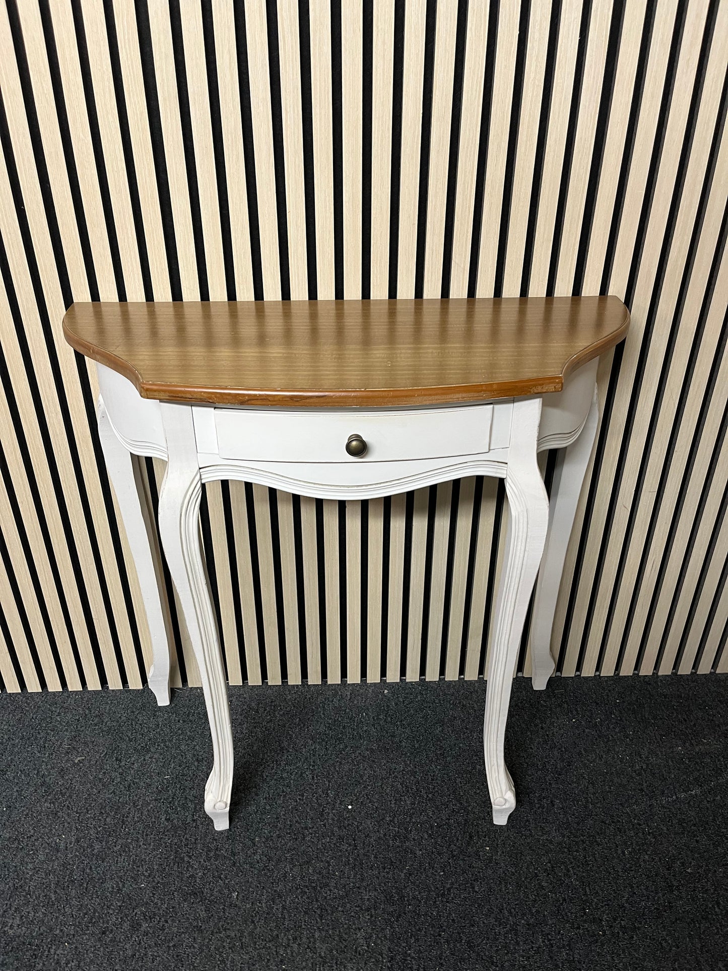 cream and oak laminate 1 drawer console table  2325