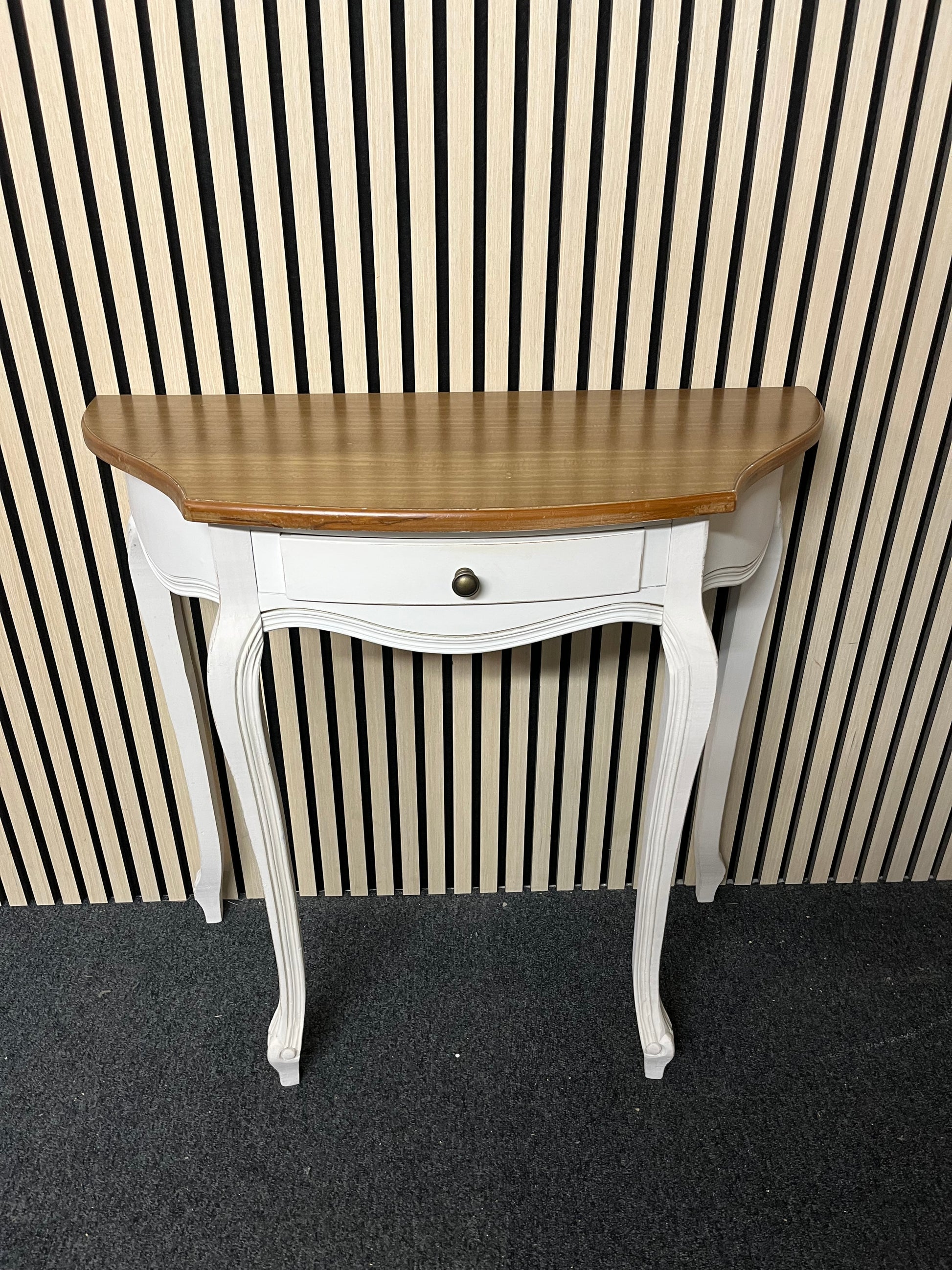 cream and oak laminate 1 drawer console table  2325