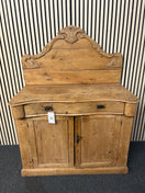 Switch Pitch pine bow fronted 2 door 1 drawer sideboard with upstand (H 142 x W 108 x D 56 cm) 1126 2 image