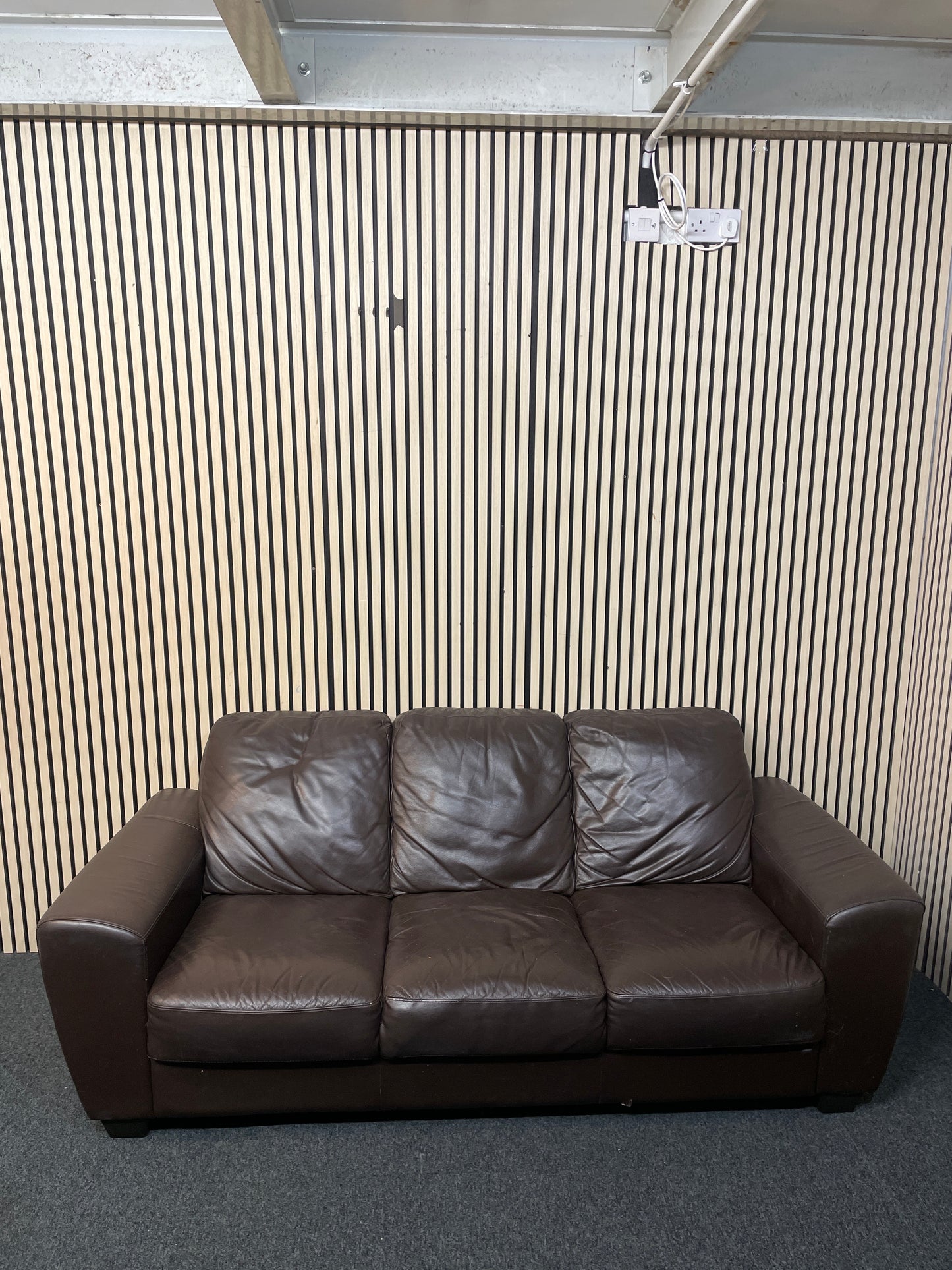 3+2 Leather Sofa Suite Brown 1126