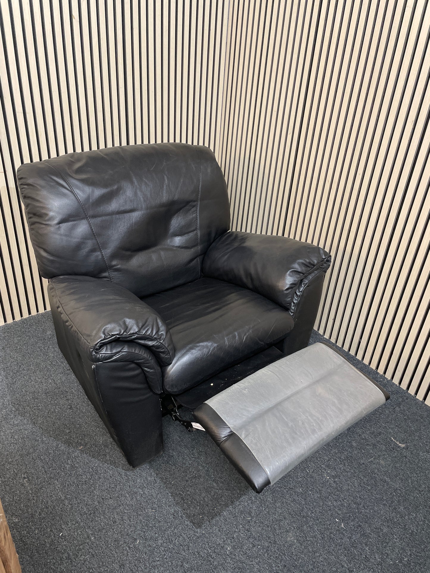 Black leather recliner  1126