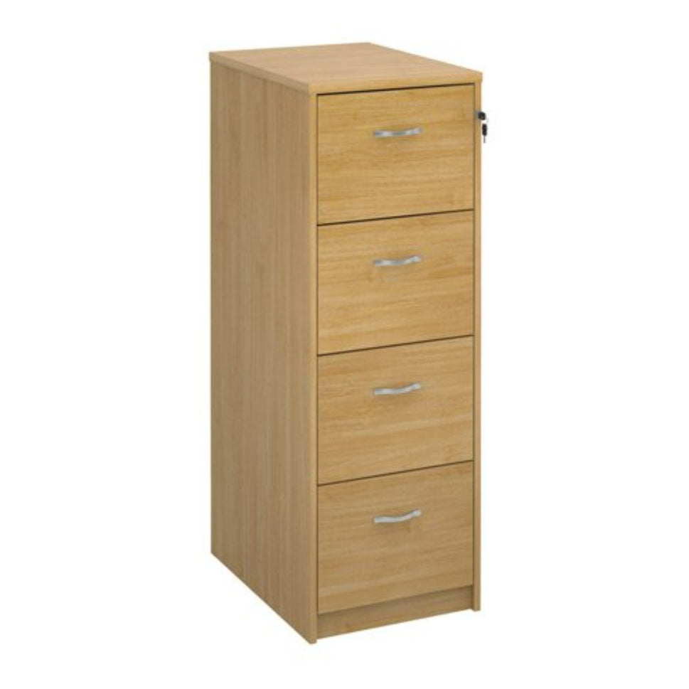 Wooden 4 drawer filing cabinet with silver handles 1360mm high  (1360H x 480W x 650D)