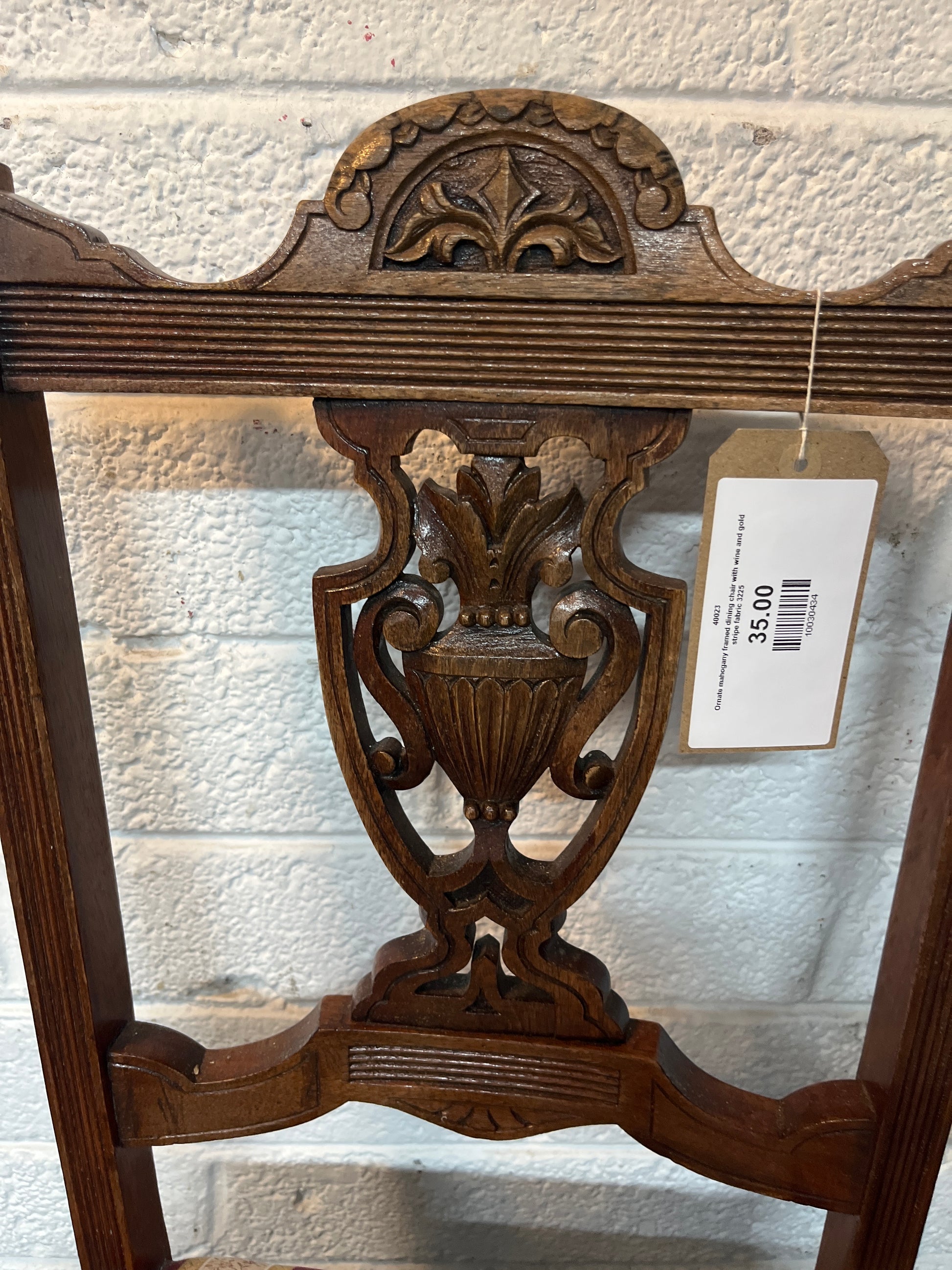 Ornate mahogany framed dining chair bundle (X 4)