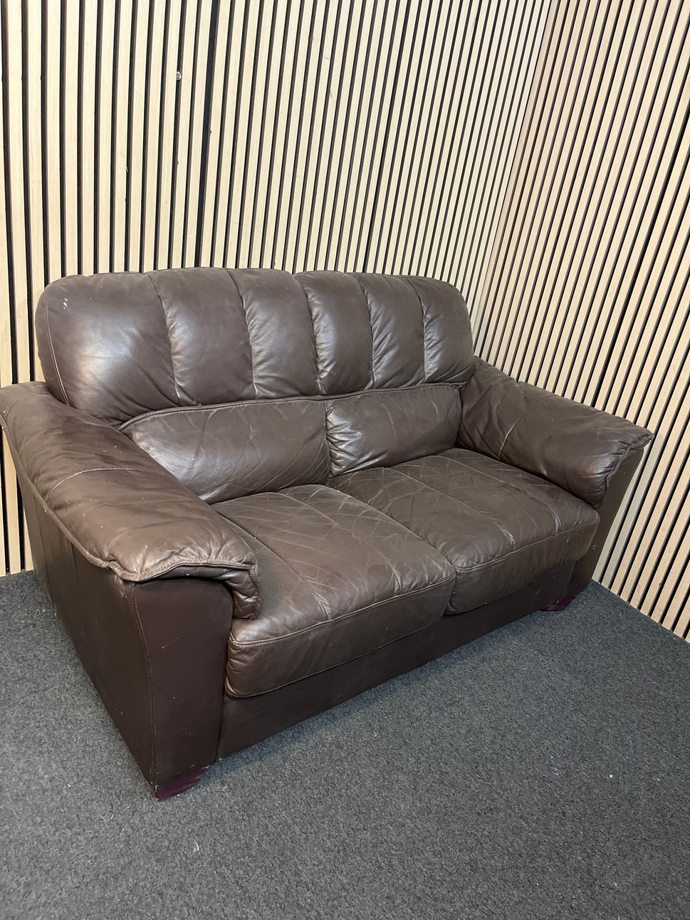 2 seater black leather recliner sofa  44050