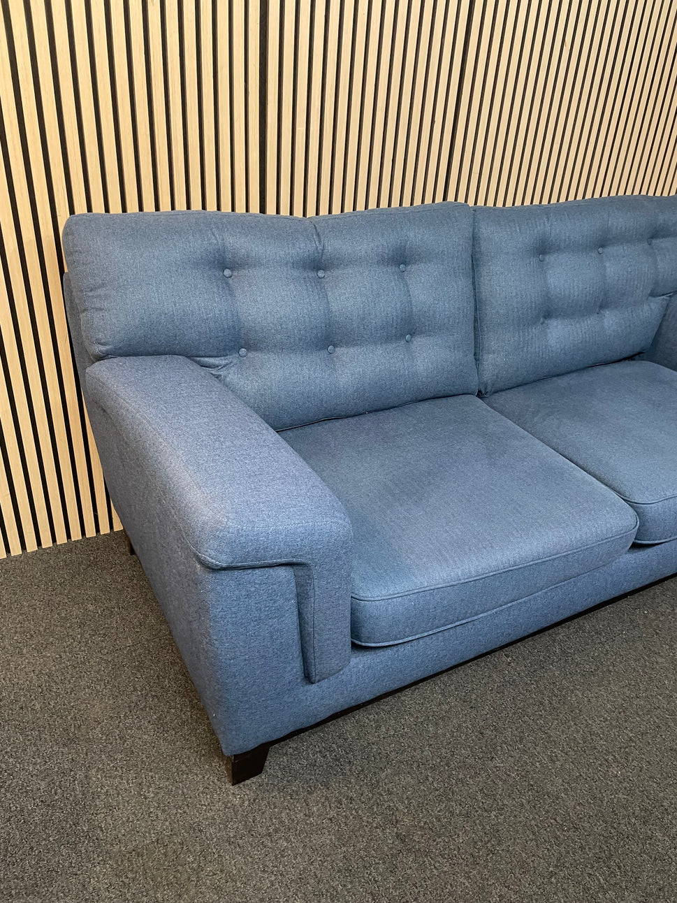 3+2 dark royal blue fabric sofa suite (Widths: 190 and 210 cm, depth: 100 cm each) 1126