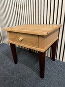 Solid oak low 1 drawer locker with dark wood stained legs 50Wx40Dx47H  44449