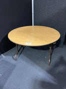 Switch Circular folding table conference table, oak laminate, brown colour metal folding legs 4ft diameter  1425 2 image