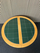 Switch Circular solid pine extendable dining table (Diameter 106 + 38 cm extension ) with green frame and tiled top  1325 3 image