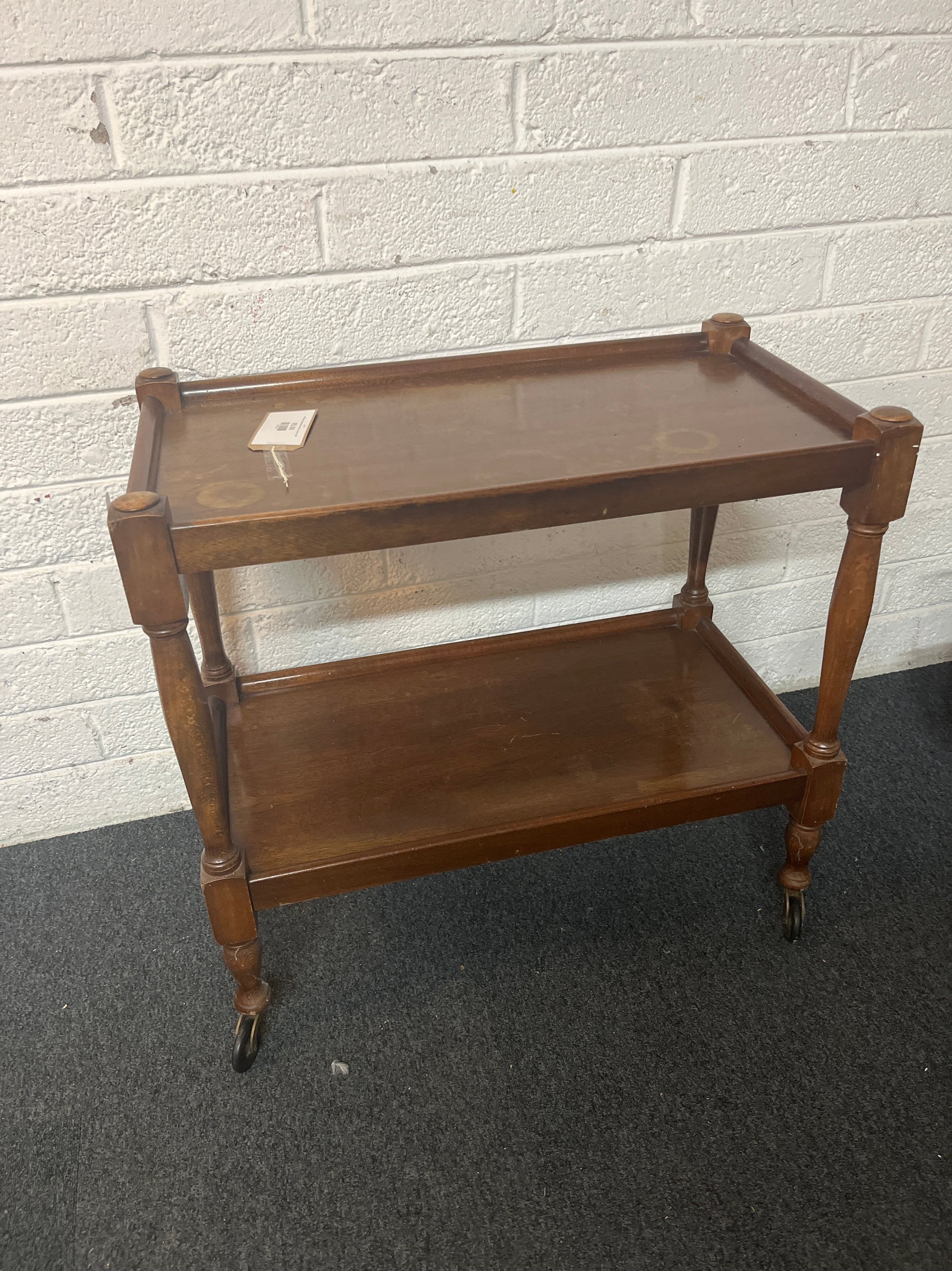 Mahogany rectangular tea trolly on castors 3225