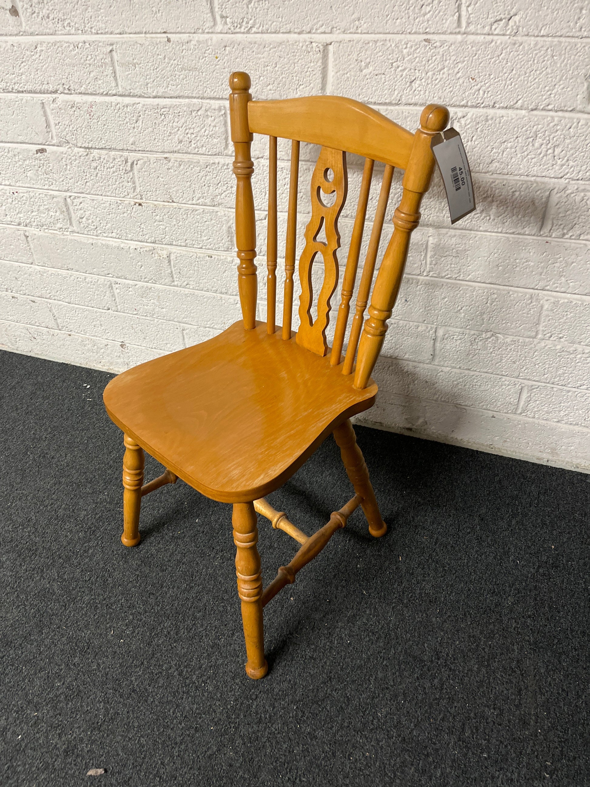 Rubberwood heart back solid wood kitchen chair  1225