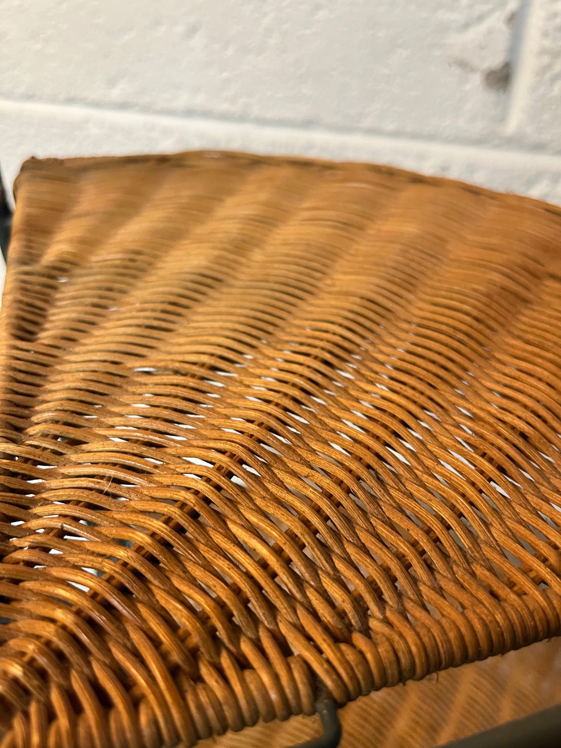 Tall rattan and metal tiered what not (H 160 x W 47 x D 32 cm ) 2225