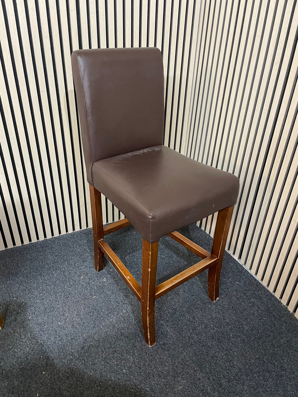 Brown leather medium height stools 1126