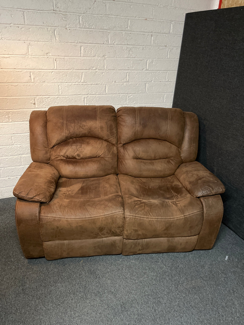 2 seater brown suede fabric recliner sofa 3225